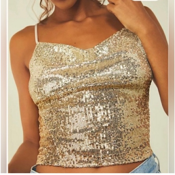 Free People Gold Sequin Camisole - Picture 3 of 6